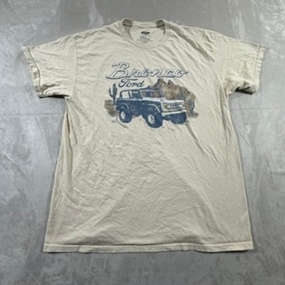 Ford Bronco T-Shirt Mens Graphic Vintage Style Large Beige